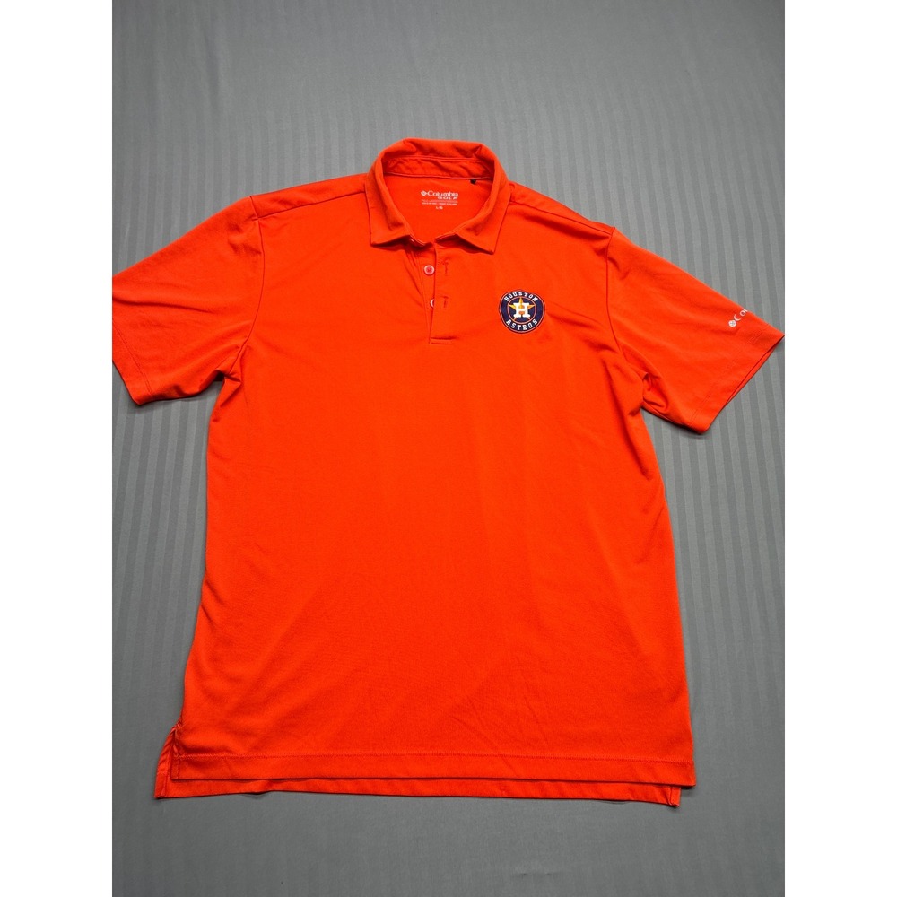 Columbia Golf Houston Astros Mens Large Orange Polo Shirt MLB Fan Apparel